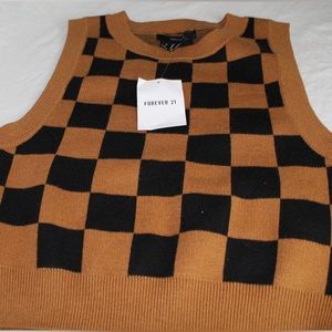 Womens Forever 21 Checkered Vest